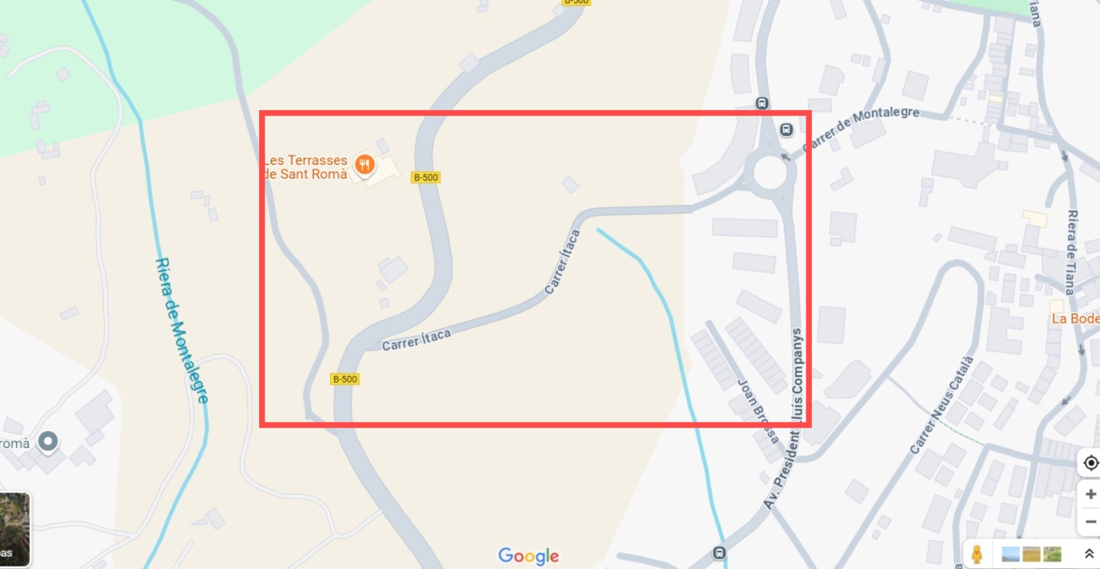 Imatge pels mitjans: Connexió carrer Itaca amb la carretera B500 